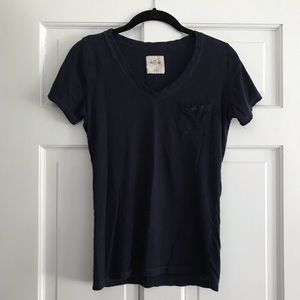 Navy Hollister V-neck Pocket Tee